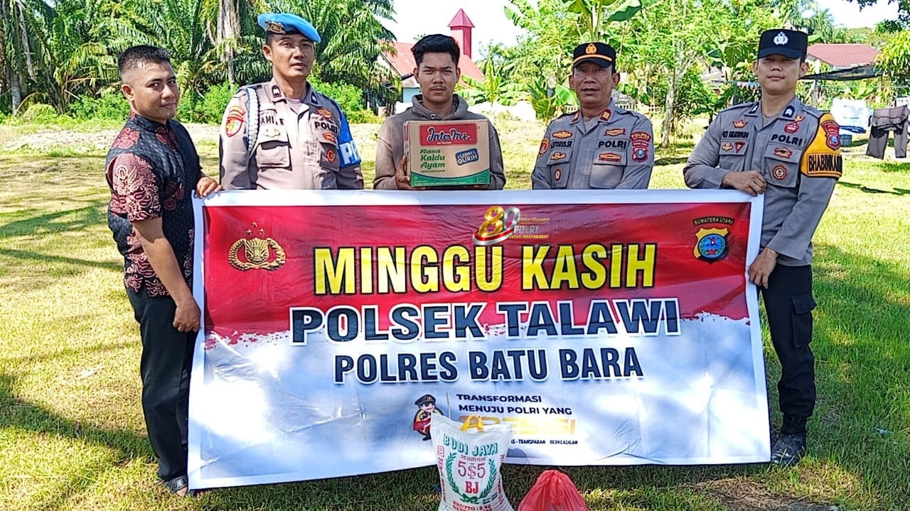 Polsek Talawi Gelar Kegiatan Minggu Kasih, Berikan Bantuan Sembako Kepada Kaum Dhuafa