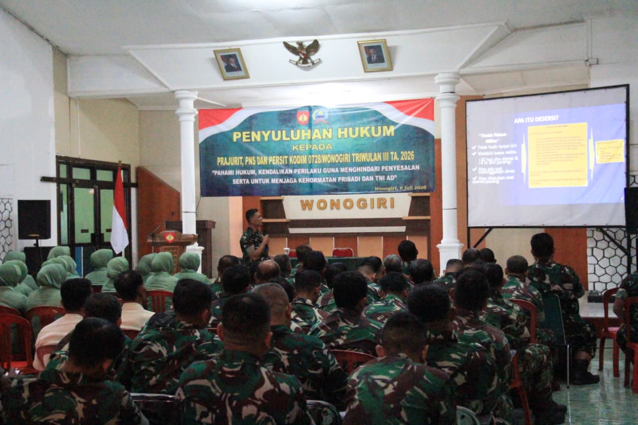 Prajurit, PNS Dan Persit Kodim Wonogiri Terima Penyuluhan Hukum, Ini Tujuannya