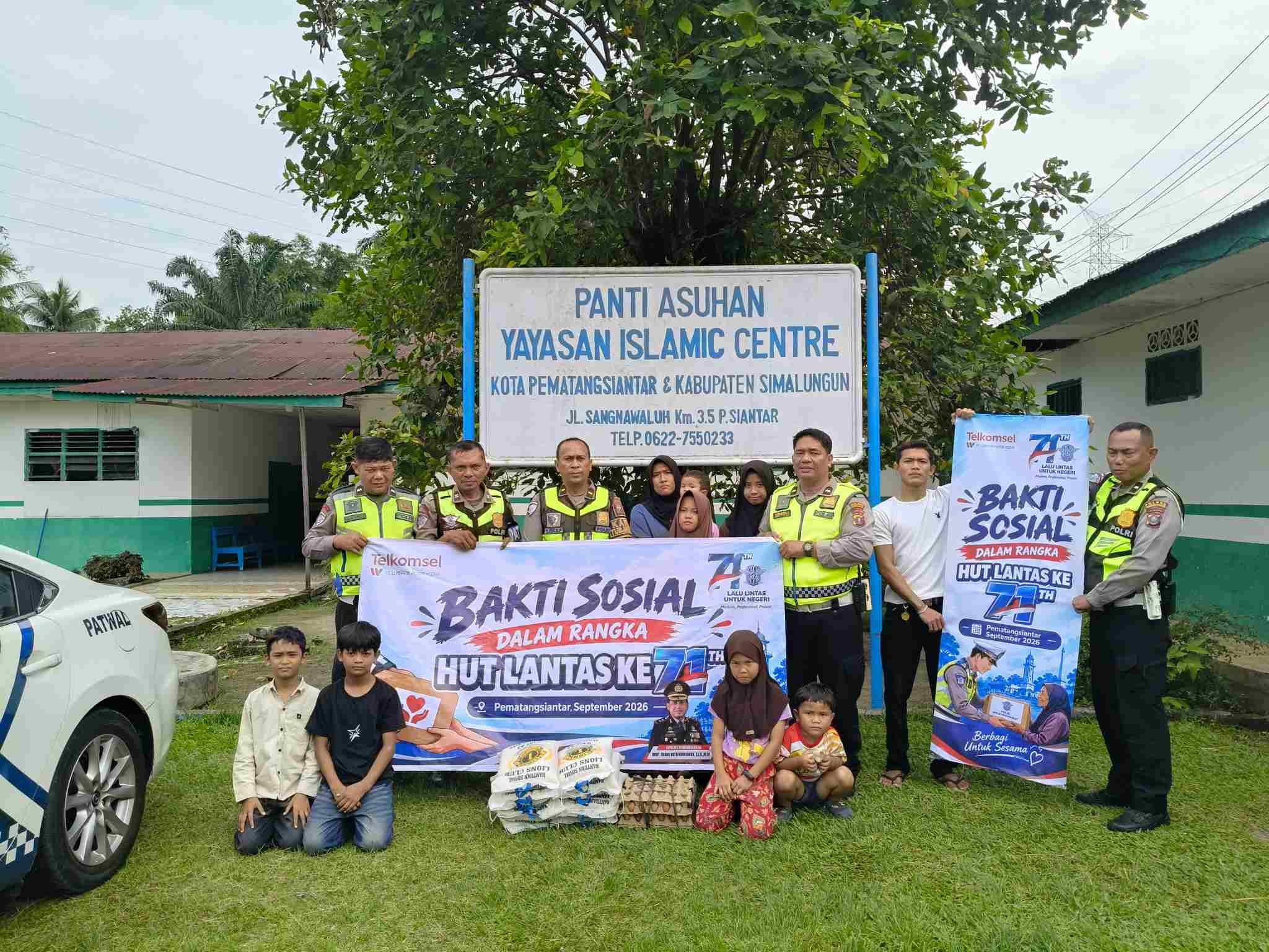 Sat Lantas Polres Pematangsiantar Bagikan Bantuan Sosial di Panti Asuhan, Peringati HUT Lalu Lintas Bhayangkara ke-71