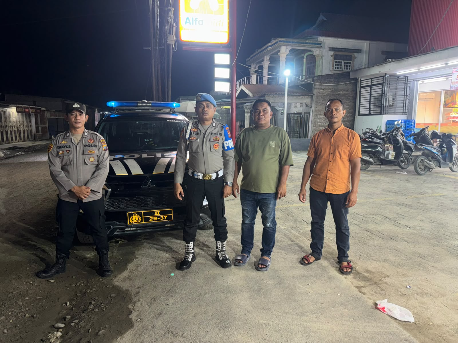 Polsek Medang Deras Perkuat Patroli Malam, Antisipasi Gangguan Kamtibmas di Wilayah Hukumnya